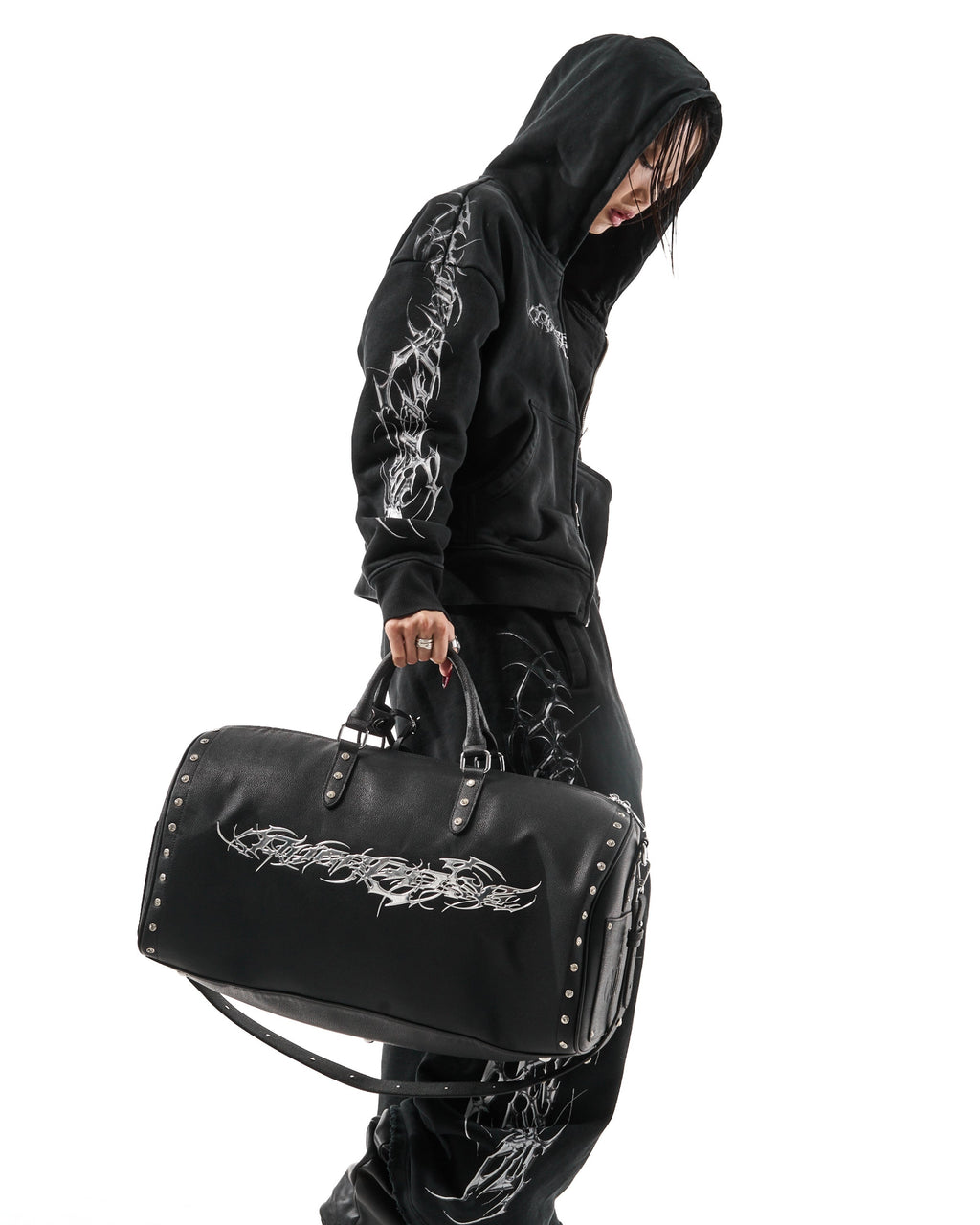"TRIBAMETAL" LEATHER DUFFLE